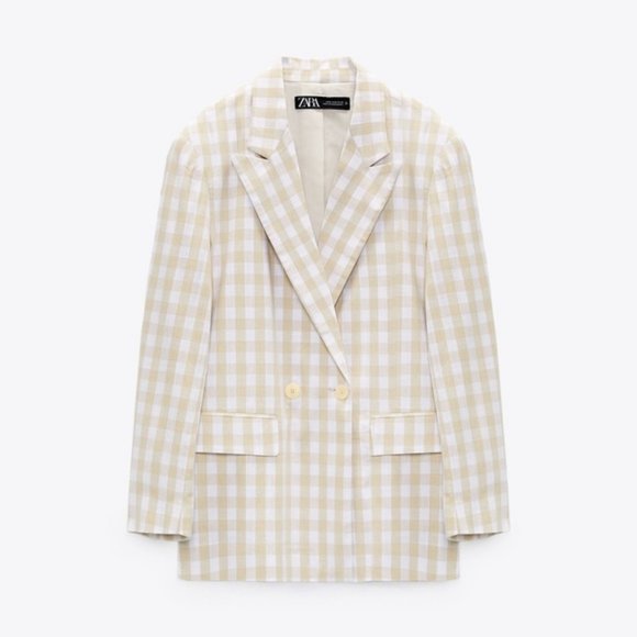 Zara GINGHAM BLAZER, NWT - Picture 1 of 4